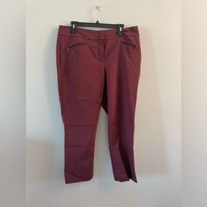 Ann Taylor Wine Cropped Straight-Leg Trousers